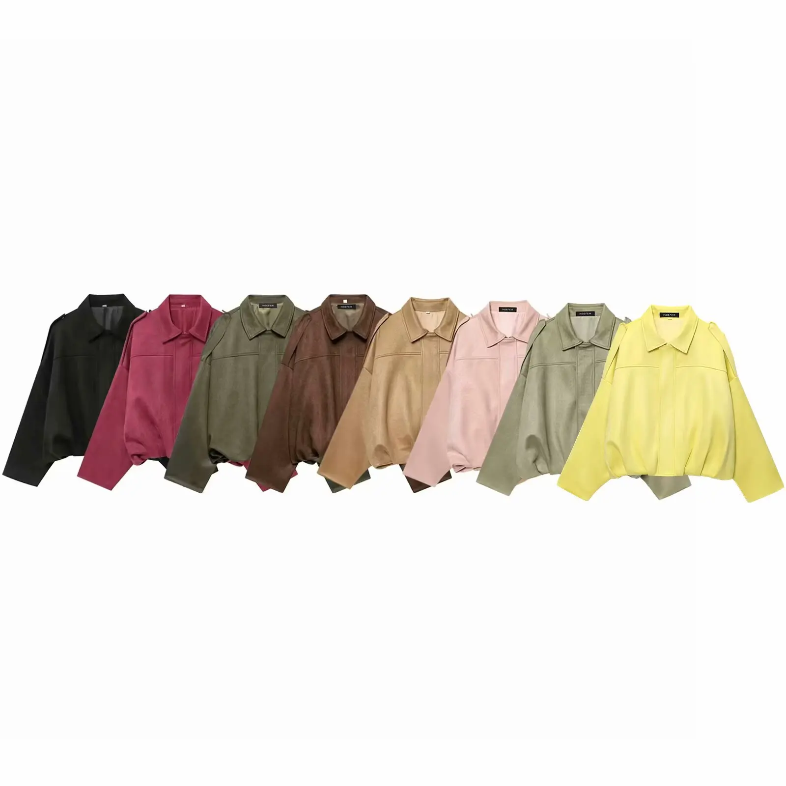 2025 TRAF Spring New Women's Suede Texture Effect Loose Version of Fashion Lapel Shoulder Bomber Jacket
2025 TRAF Spring New Women's Suede Texture Effect Loose Version of Fashion Lapel Shoulder Bomber Jacket