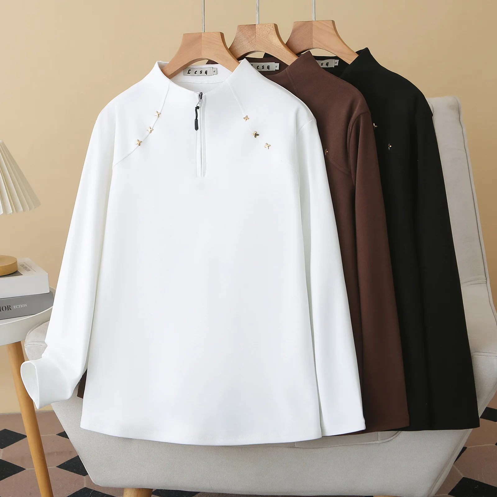 XXXXL Fashion Plus Size Woman Clothing T-Shirt Spring 2026 Long Sleeved stand-up Collar Top Wear Base Inner Tees 8332
XXXXL Fashion Plus Size Woman Clothing T-Shirt Spring 2026 Long Sleeved stand-up Collar Top Wear Base Inner Tees 8332