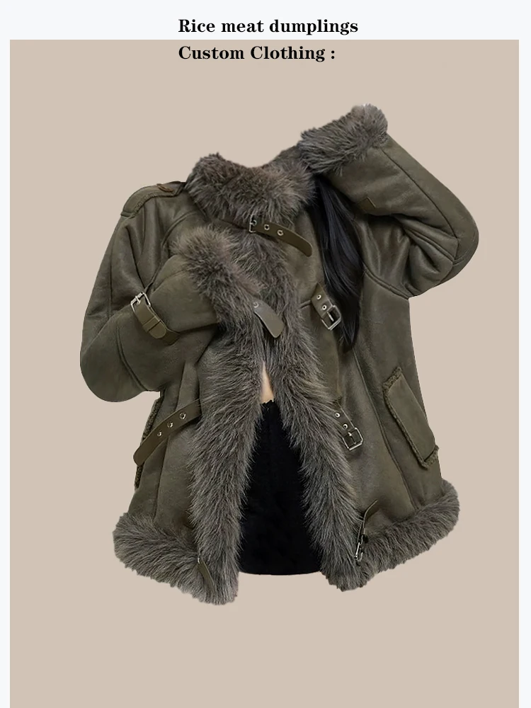 Retro Short Women's Jacket Fur Leather Integrated Thick Warm Lamb Velvet Cotton Coat High-End Feeling Motorcycle Clothes
Retro Short Women's Jacket Fur Leather Integrated Thick Warm Lamb Velvet Cotton Coat High-End Feeling Motorcycle Clothes