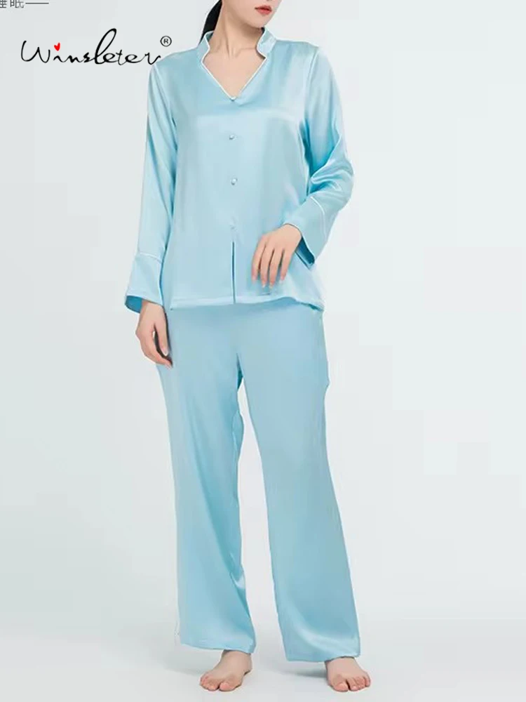 Winsleter,Women Long Sleeve Solid,Elegant 2024 Summer Autumn New Sleepwear Pyjamas,19MM 100%Real Silk Pajamas Sets,S479122QC
Winsleter,Women Long Sleeve Solid,Elegant 2024 Summer Autumn New Sleepwear Pyjamas,19MM 100%Real Silk Pajamas Sets,S479122QC