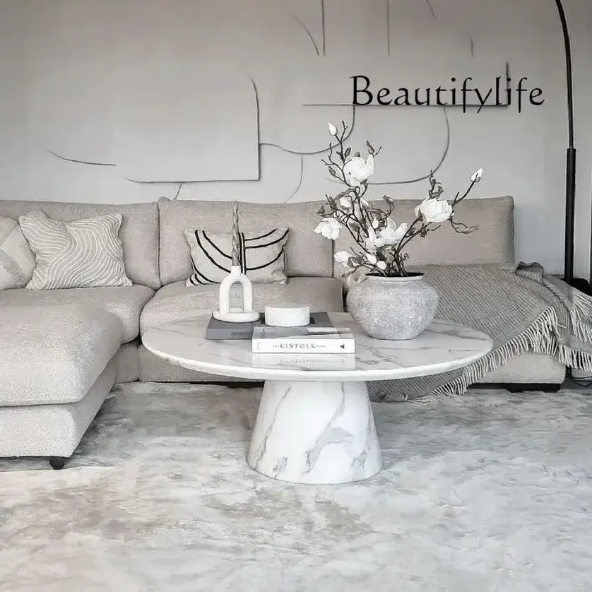 u French large white marble Nordic medieval light luxury small apartment retro designer round coffee table
u French large white marble Nordic medieval light luxury small apartment retro designer round coffee table