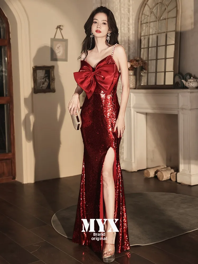 Элегантное красное вечернее платье с пайетками, женское, с эффектом «рыбий хвост», без бретелек, роскошное длинное платье для ежегодных корпоративных мероприятий и свадеб
Элегантное красное вечернее платье с пайетками, женское, с эффектом «рыбий хвост», без бретелек, роскошное длинное платье для ежегодных корпоративных мероприятий и свадеб