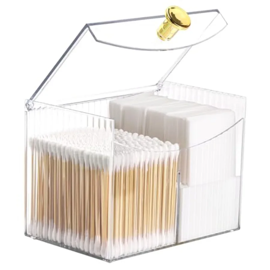 Qtip Holder Dispenser 2-Section Bathroom Organizer 2 Grids Cotton Swab/Pad/Ball Holder Container Cosmetics Storage for Vanity
Qtip Holder Dispenser 2-Section Bathroom Organizer 2 Grids Cotton Swab/Pad/Ball Holder Container Cosmetics Storage for Vanity
