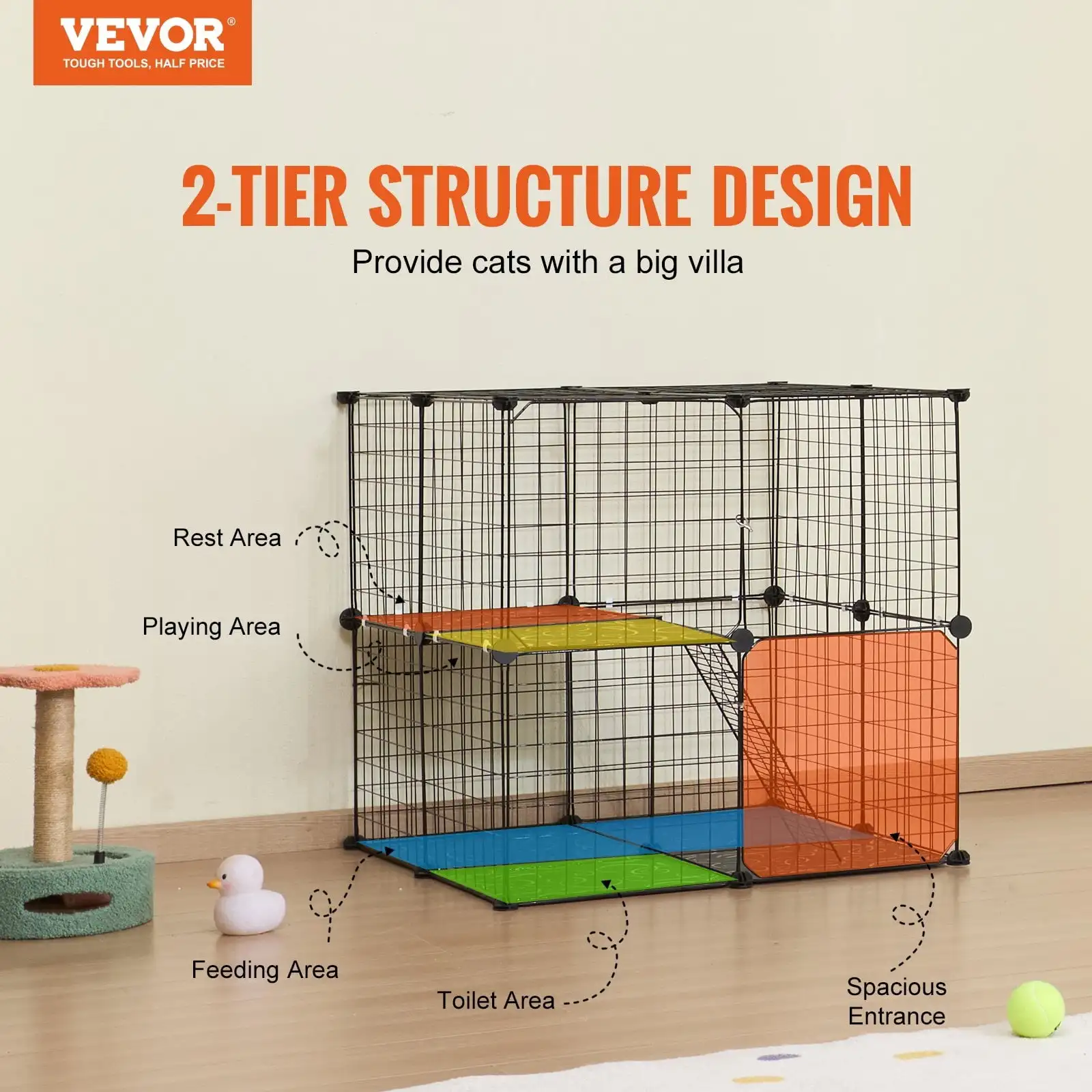 Большая 2-уровневая клетка для кошек 28 x 28 x 28 дюймов, манеж Catio с металлической проволокой и лестницей
Большая 2-уровневая клетка для кошек 28 x 28 x 28 дюймов, манеж Catio с металлической проволокой и лестницей