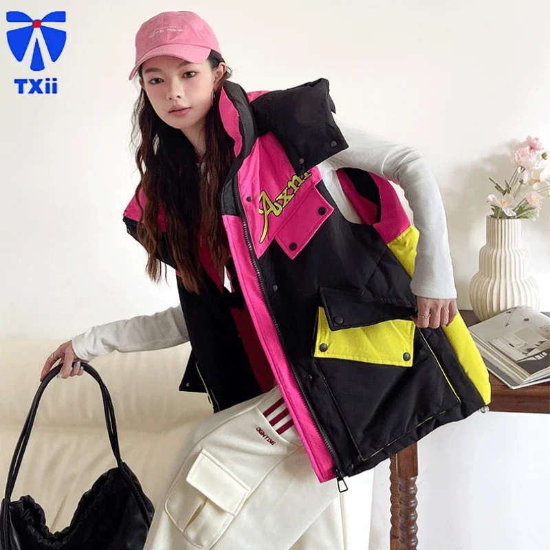 TXii 2024 New Down Jacket Vest Contrast Color Stitching Hooded Letter Printed Loose White Duck Down Jacket
TXii 2024 New Down Jacket Vest Contrast Color Stitching Hooded Letter Printed Loose White Duck Down Jacket