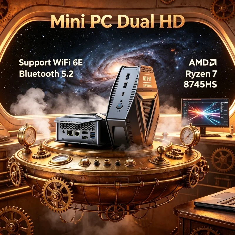 New Arrival Powerful Mini Game PC AMD Ryzen7 8745HS WiFi6 Type-C HD DP Dual DDR5 4USB3.2 2*2.5G LAN Win11 Office Desktop PC
New Arrival Powerful Mini Game PC AMD Ryzen7 8745HS WiFi6 Type-C HD DP Dual DDR5 4USB3.2 2*2.5G LAN Win11 Office Desktop PC