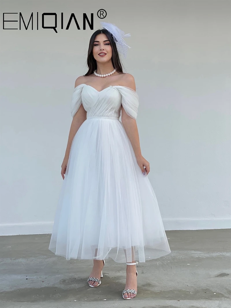 Open Back Cap Sleeve Tea-Length Formal Prom Dress Women Special Party Dress White Tulle Short Beach Wedding Dress
Open Back Cap Sleeve Tea-Length Formal Prom Dress Women Special Party Dress White Tulle Short Beach Wedding Dress