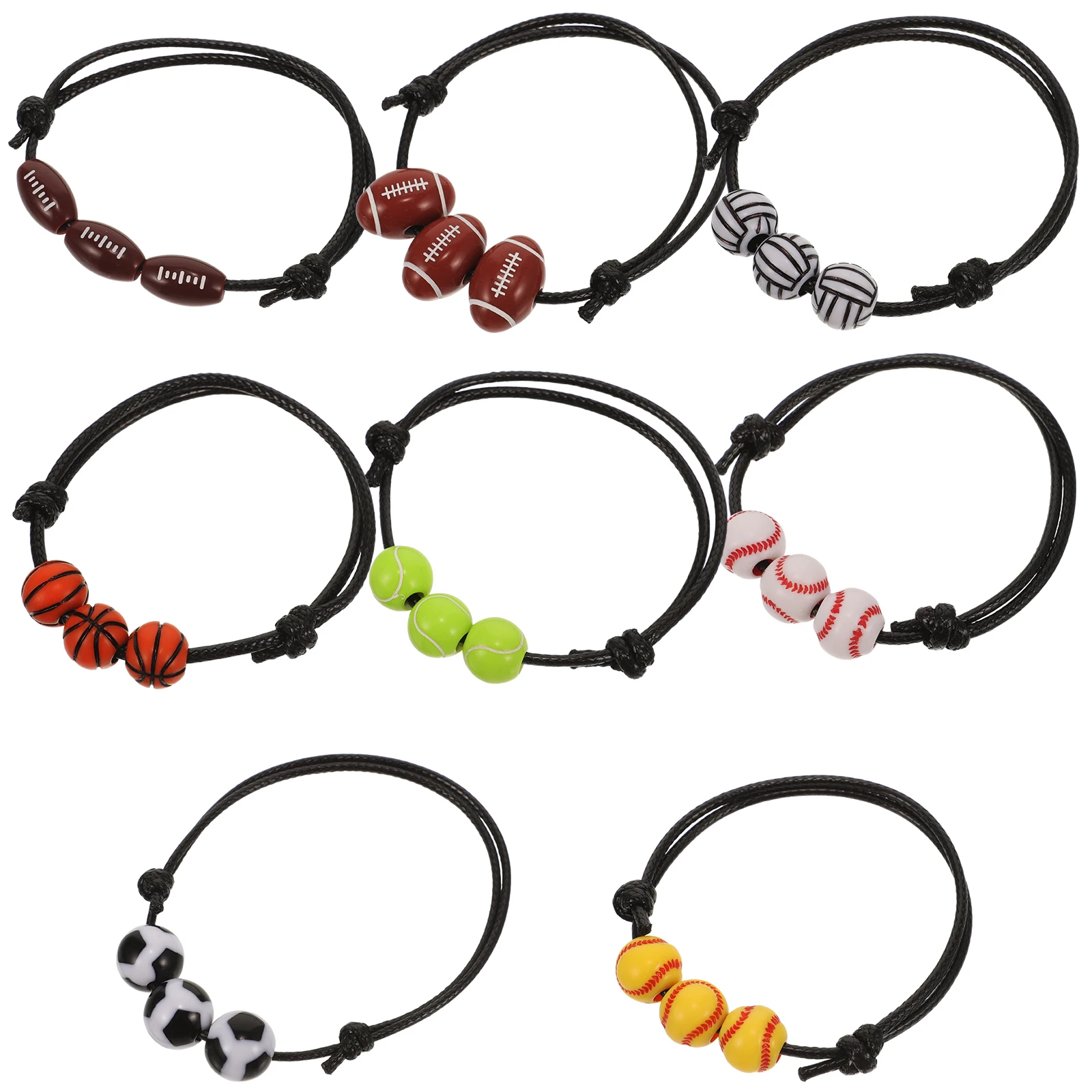 8 Pcs Sports Bracelets Adjustable Wrist Bands Basketball Baseball Tennis Football Decorative Jewelry Accessories Black Yellow
8 Pcs Sports Bracelets Adjustable Wrist Bands Basketball Baseball Tennis Football Decorative Jewelry Accessories Black Yellow