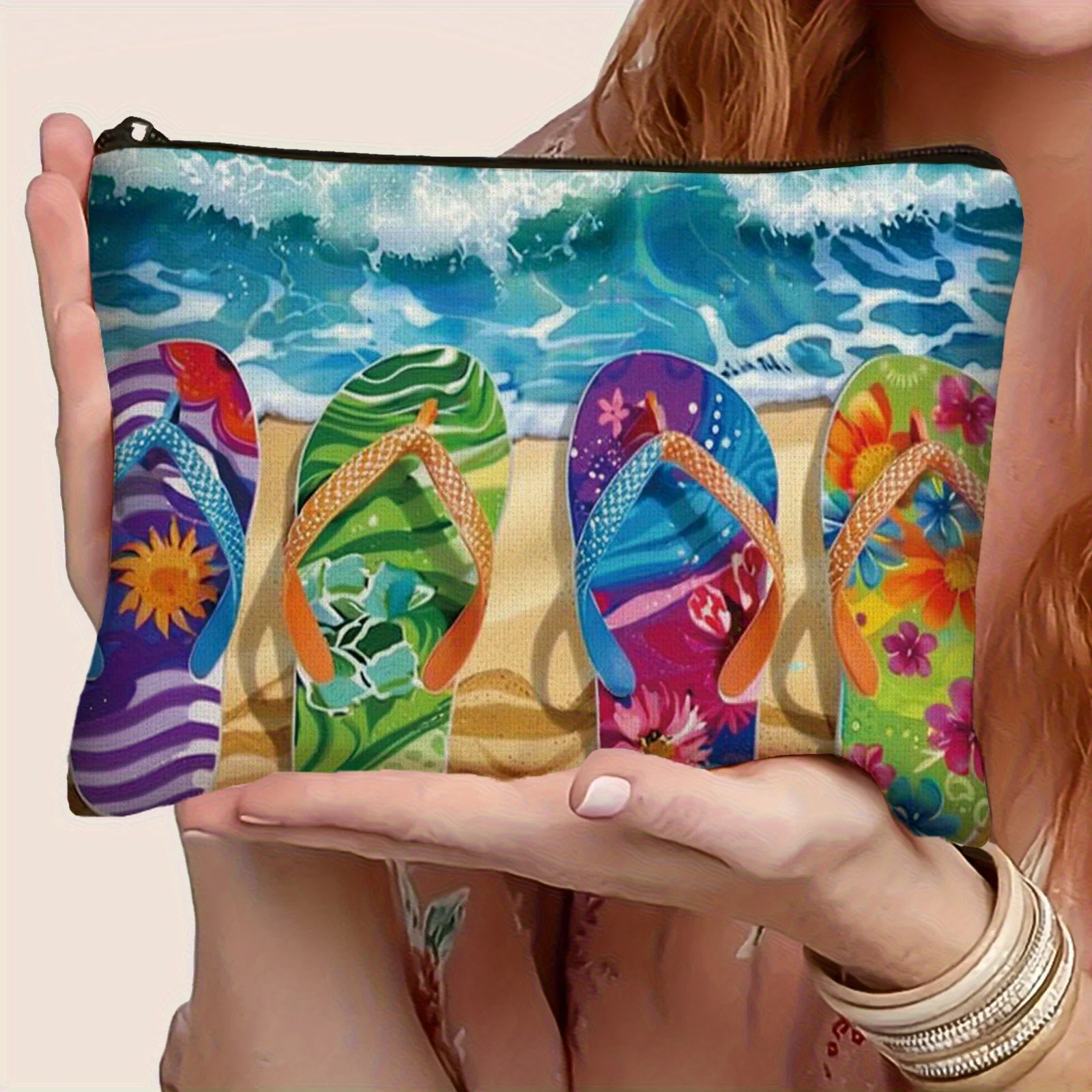 Beach Flower Flip Flop Makeup Bag and Toiletry Organizer Spacious Travel Case Suitable for Daily Use Nail Art Storage Vacition
Beach Flower Flip Flop Makeup Bag and Toiletry Organizer Spacious Travel Case Suitable for Daily Use Nail Art Storage Vacition