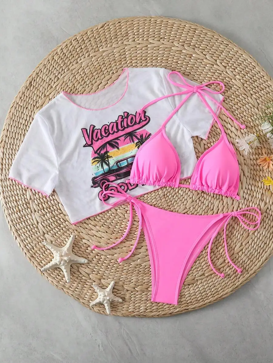 Solid Color Triangle Bikini Set With Adjustable Straps For Beach Summer
Solid Color Triangle Bikini Set With Adjustable Straps For Beach Summer