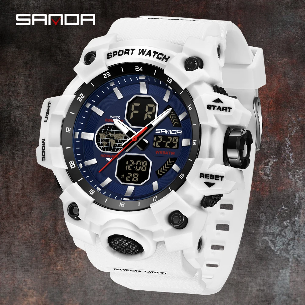 SANDA Sport Multi functional Men's Watch Luxury TPU Strap Double hour Night Light Chronograph Date Waterproof Outdoor Watch9093
SANDA Sport Multi functional Men's Watch Luxury TPU Strap Double hour Night Light Chronograph Date Waterproof Outdoor Watch9093