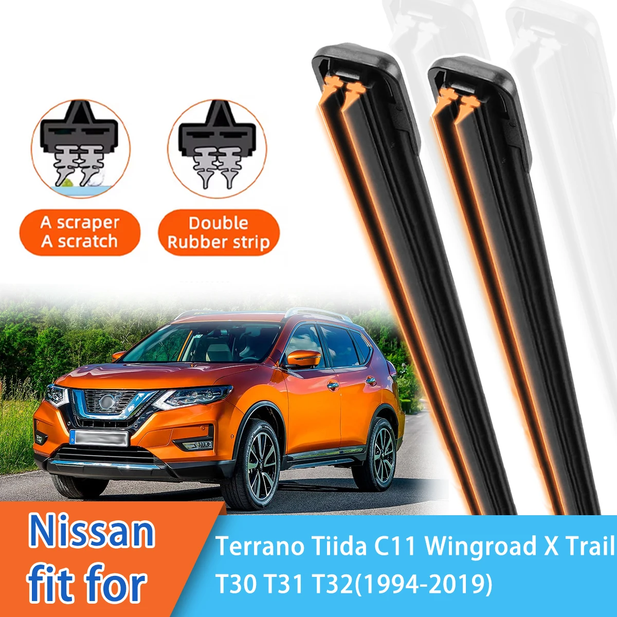 For Nissan Terrano Tiida C11 Wingroad X Trail T31 T32 Front Windscreen Wipers Double Rubber Car Wiper Blades Car Accessories
For Nissan Terrano Tiida C11 Wingroad X Trail T31 T32 Front Windscreen Wipers Double Rubber Car Wiper Blades Car Accessories