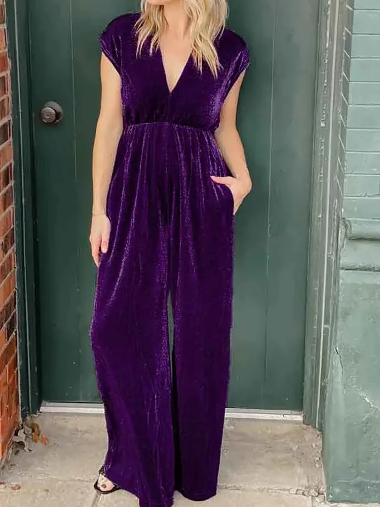 Deep V-Neck Lace-Up Fashion Playsuits, Women Spring Summer Sleeveless Solid Jumpsuits, Wide Leg Pants Elegant Ladies Bodysuits
Deep V-Neck Lace-Up Fashion Playsuits, Women Spring Summer Sleeveless Solid Jumpsuits, Wide Leg Pants Elegant Ladies Bodysuits