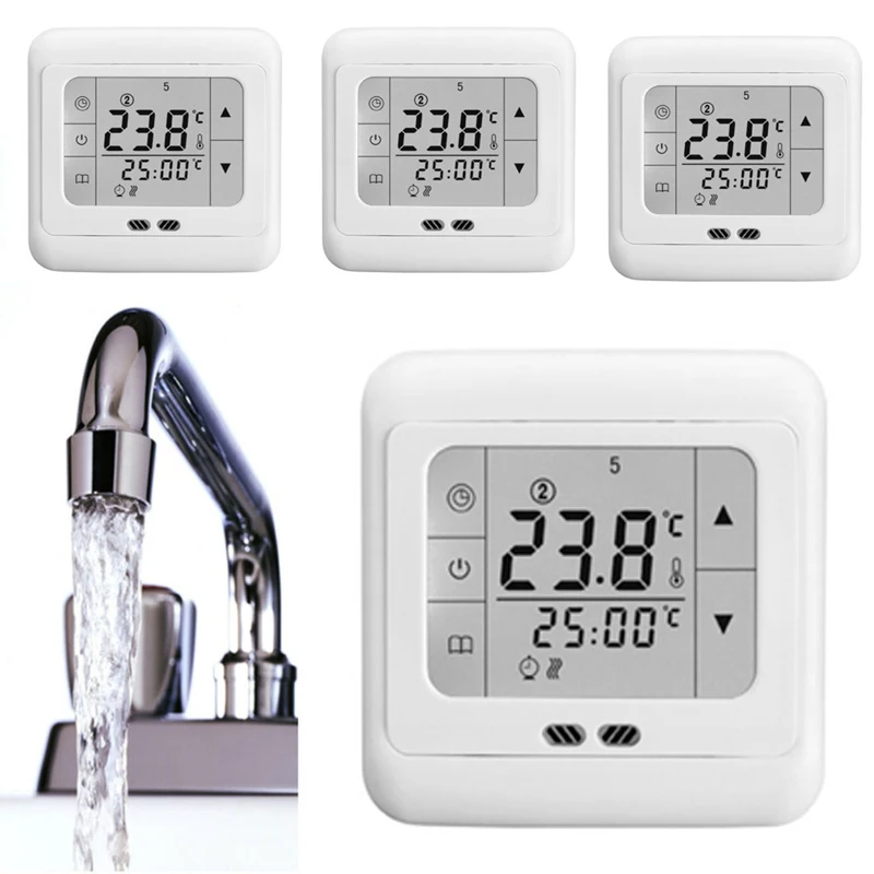 Programmable Thermostat Digital Temperature Controller White 86x86x37mm Touch Screen LCD Heating 3600W
Programmable Thermostat Digital Temperature Controller White 86x86x37mm Touch Screen LCD Heating 3600W