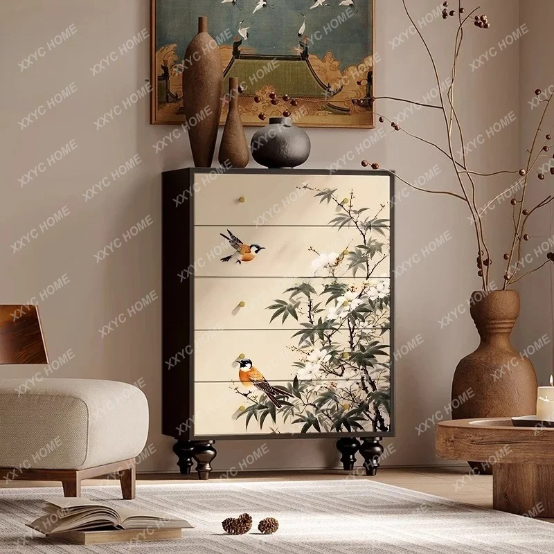 medieval bedside cabinet flower and bird creative solid wood chest of drawers
medieval bedside cabinet flower and bird creative solid wood chest of drawers