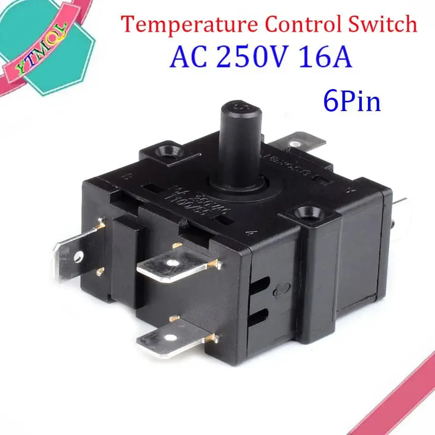 20PCS Temperature Control Switch Electric Room Heater 6Pin Rotary Switch Selector AC 250V 16A Temperature Contro
20PCS Temperature Control Switch Electric Room Heater 6Pin Rotary Switch Selector AC 250V 16A Temperature Contro