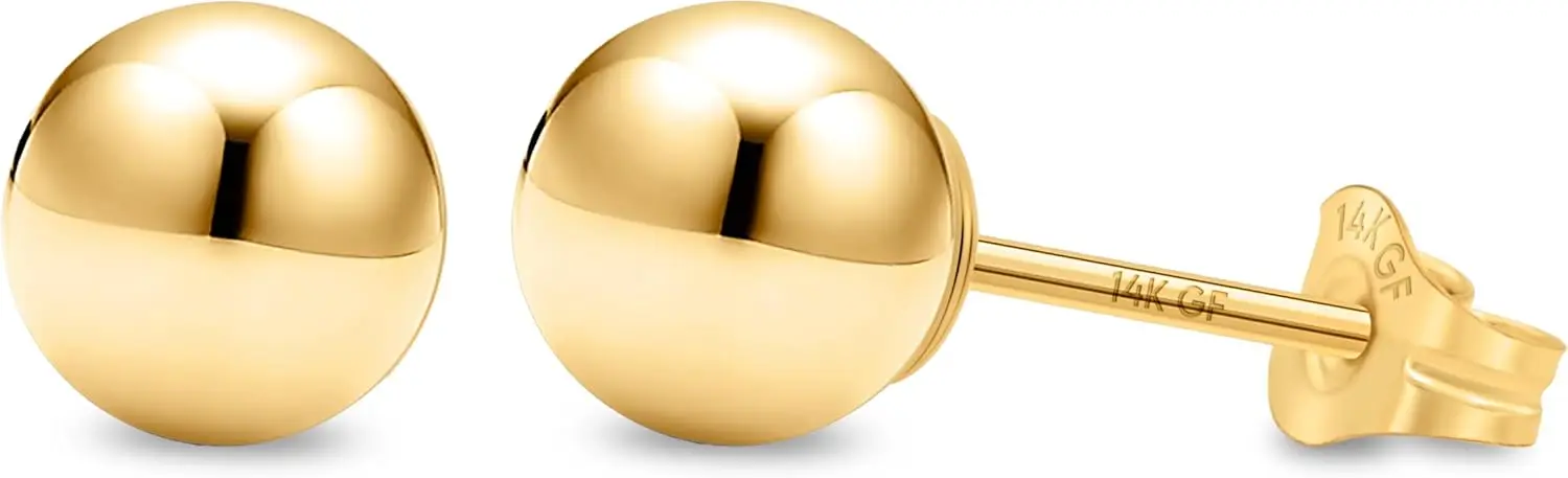 14K Gold Filled Ball Stud Earrings for Women - Thick 14K Gold Layer, Hypoallergenic for Sensitive Ears, Round Studs | 3mm-9mm
14K Gold Filled Ball Stud Earrings for Women - Thick 14K Gold Layer, Hypoallergenic for Sensitive Ears, Round Studs | 3mm-9mm