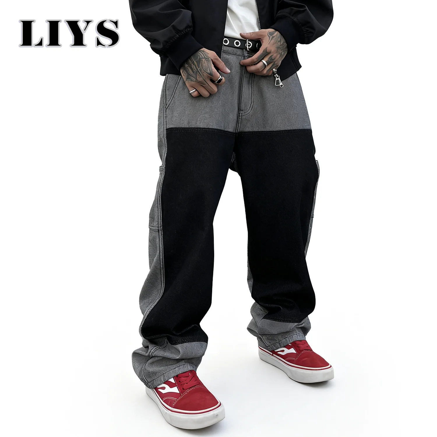 Новая мужская одежда, уличные лоскутные мешковатые прямые джинсы в стиле хип-хоп, осень-зима, черные, серые, свободные джинсовые брюки с деконструировкой 
Новая мужская одежда, уличные лоскутные мешковатые прямые джинсы в стиле хип-хоп, осень-зима, черные, серые, свободные джинсовые брюки с деконструировкой