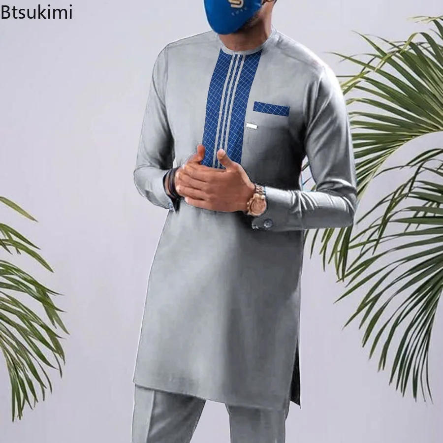2025 New Men's Festive Wedding Two Piece Sets Solid Panel Long Sleeve Shirt and Pants Muslim Sets African Ethnic Style Clothing
2025 New Men's Festive Wedding Two Piece Sets Solid Panel Long Sleeve Shirt and Pants Muslim Sets African Ethnic Style Clothing