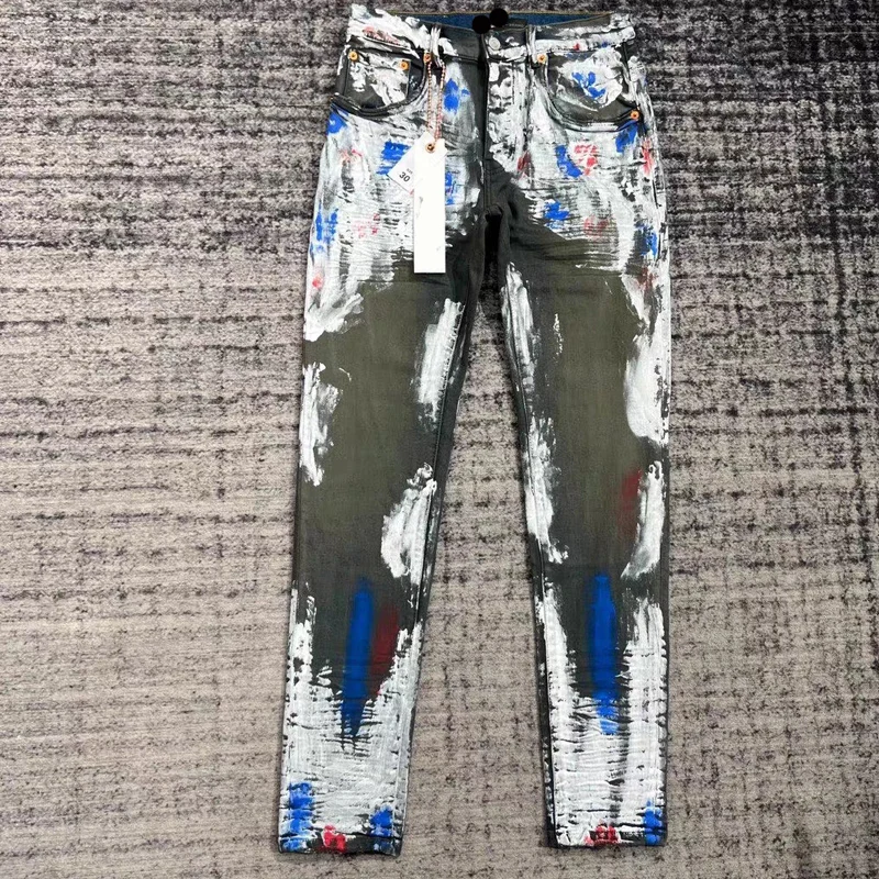 24SS New Style Purple Slim Denim Pants Men Women Street High Quality Casual Color Graffiti Jeans
24SS New Style Purple Slim Denim Pants Men Women Street High Quality Casual Color Graffiti Jeans