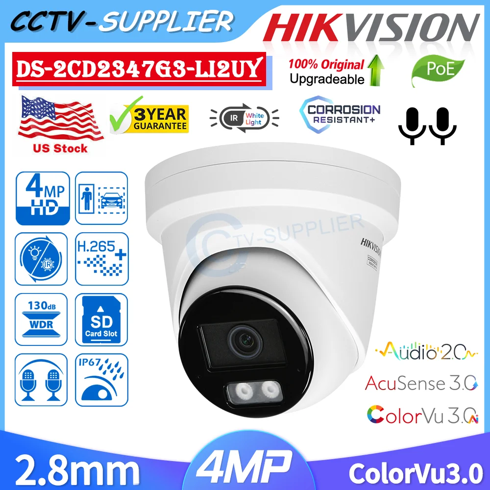 Hikvision HikAI-ISP DS-2CD2347G3-LI2UY 4MP ColorVu3.0 AcuSense3.0 Turret IR Smart Hybrid Light IP Camera Built in 2-MIC NEMA4X
Hikvision HikAI-ISP DS-2CD2347G3-LI2UY 4MP ColorVu3.0 AcuSense3.0 Turret IR Smart Hybrid Light IP Camera Built in 2-MIC NEMA4X
