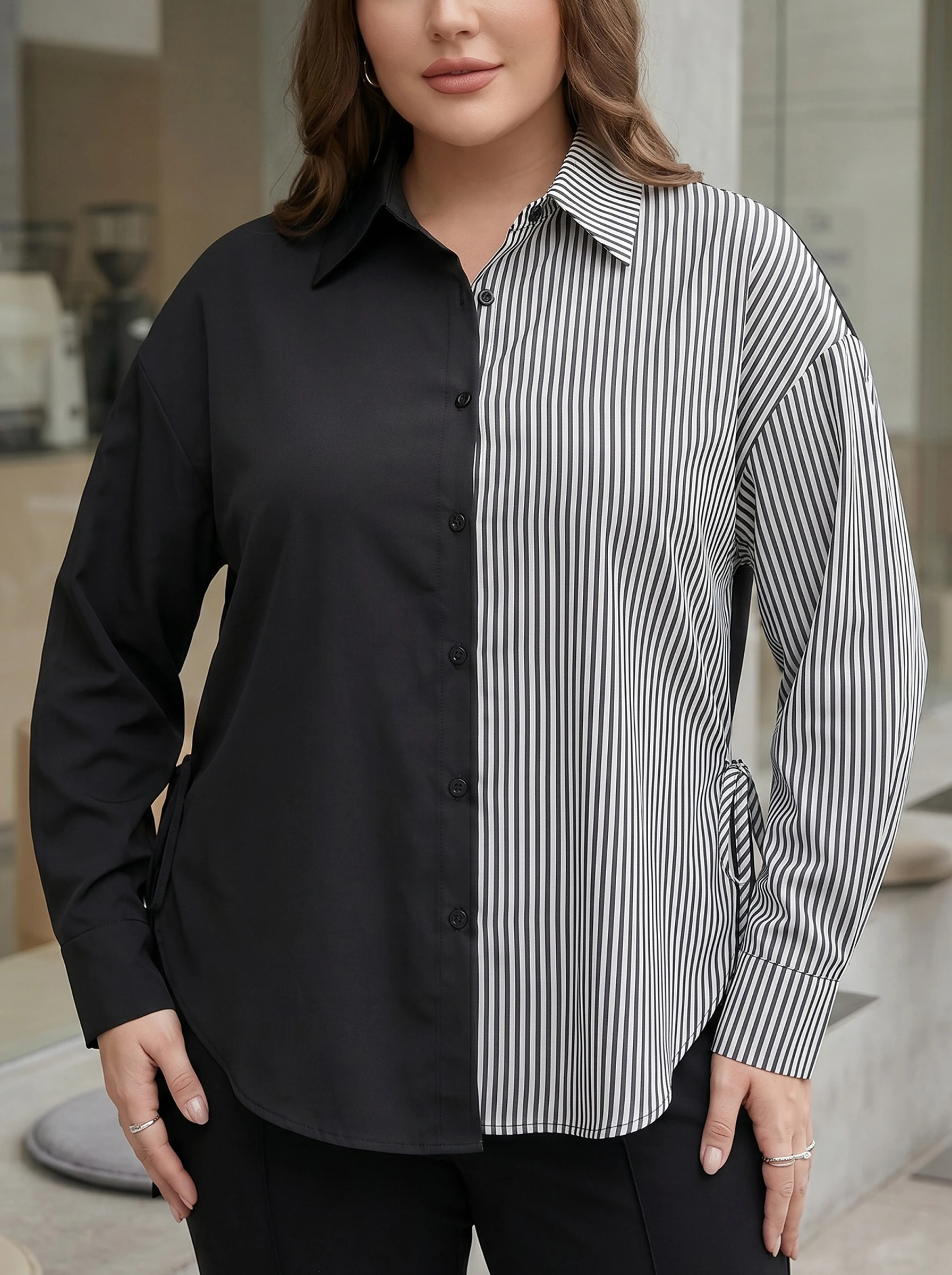 Rosa fera Plus Size Women Color Block Striped Button Down Shirt Long Sleeve Loose Casual Blouse
Rosa fera Plus Size Women Color Block Striped Button Down Shirt Long Sleeve Loose Casual Blouse