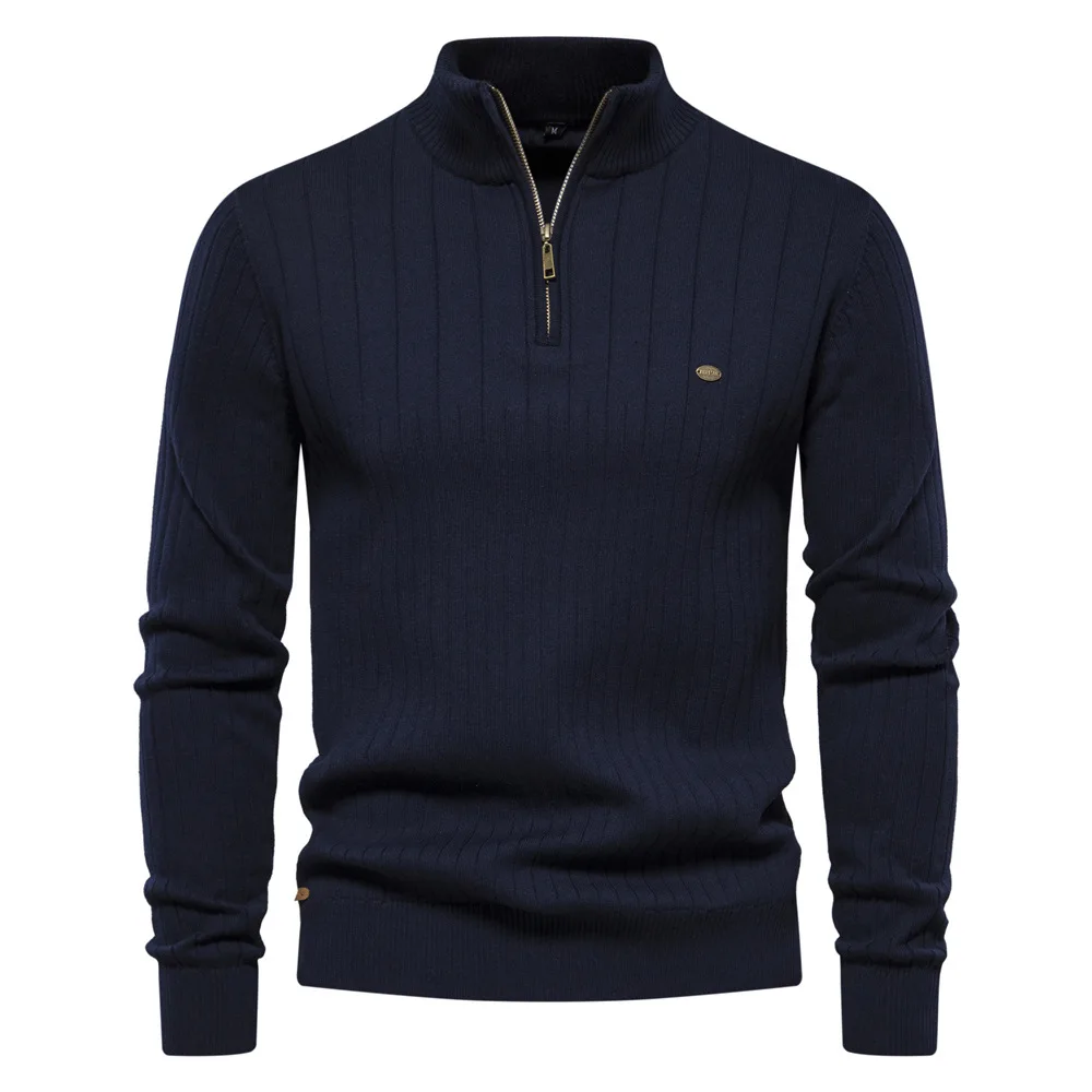 New high-quality men's stand-up collar sweater with half zipper and solid color knit. Non-fading, non-loose. Suitable for autumn
New high-quality men's stand-up collar sweater with half zipper and solid color knit. Non-fading, non-loose. Suitable for autumn