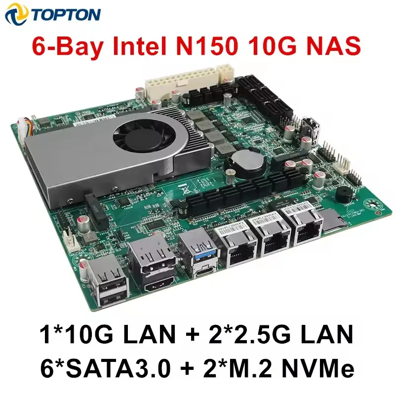 Материнская плата NAS с 6 отсеками Intel Twin Lake N150, 4 ядра, 1*10G, 2*2,5G LAN 6*SATA3.0 2*NVMe 1*DDR5, брандмауэр, материнская плата ITX, домашний сервер
Материнская плата NAS с 6 отсеками Intel Twin Lake N150, 4 ядра, 1*10G, 2*2,5G LAN 6*SATA3.0 2*NVMe 1*DDR5, брандмауэр, материнская плата ITX, домашний сервер