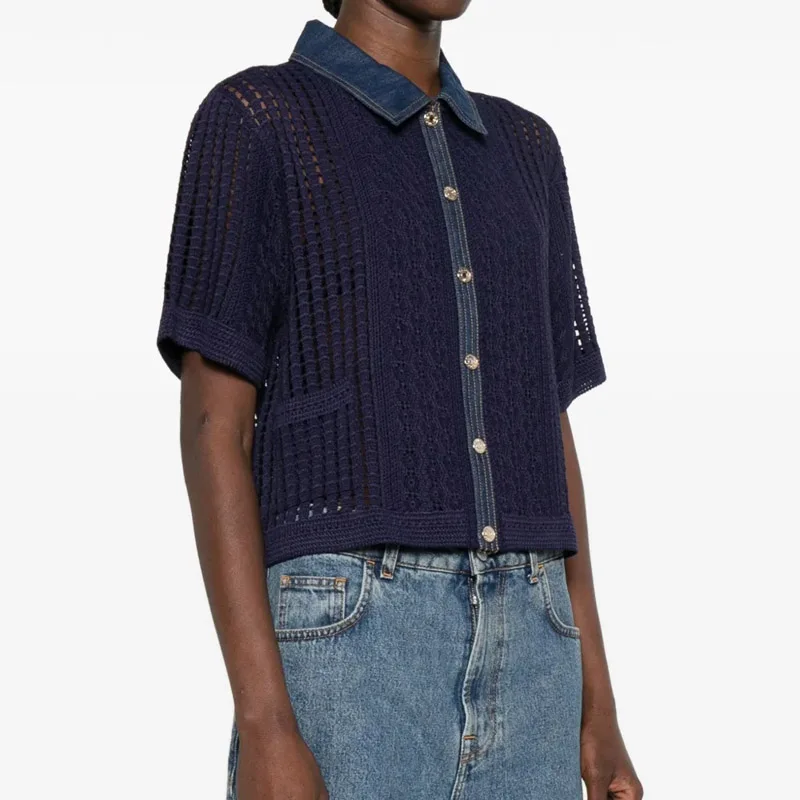 Lightweight Summer New Style Women's Deep Blue Knitted Mesh Hollow Weave Short Sleeve Shirt Collar Open Cardigan French Style...
Lightweight Summer New Style Women's Deep Blue Knitted Mesh Hollow Weave Short Sleeve Shirt Collar Open Cardigan French Style...