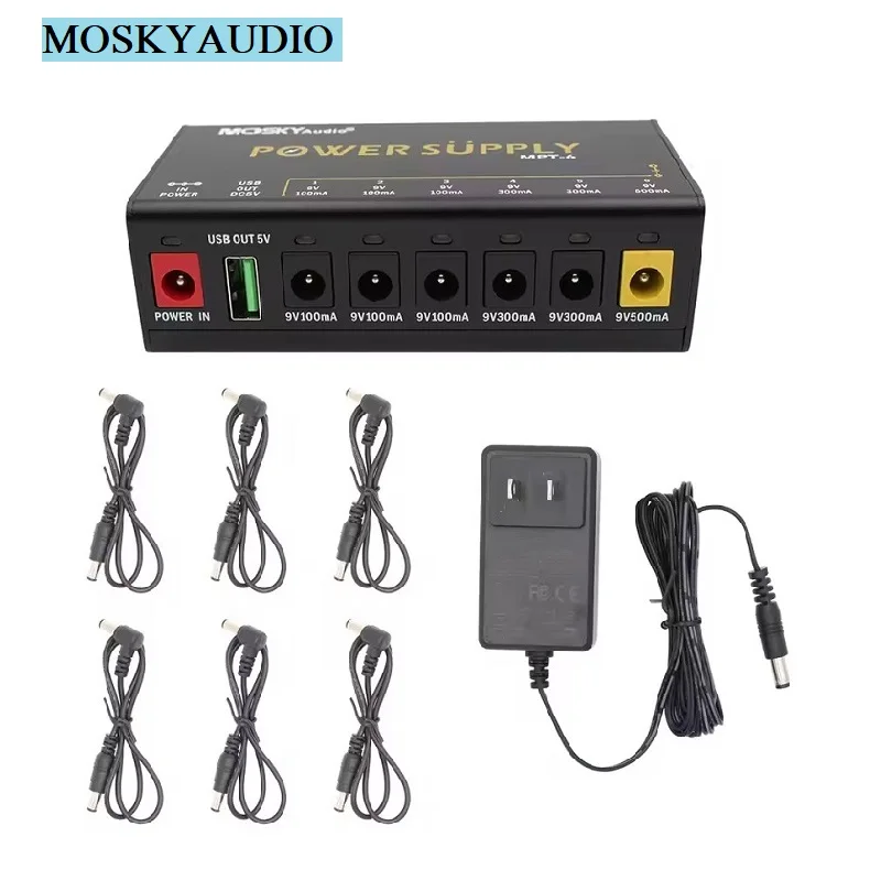 Mosky MPT-6 Power Supply 6 DC Outputs/ 5V USB Output for 9V 100-500mah Guitar Effect Pedal
Mosky MPT-6 Power Supply 6 DC Outputs/ 5V USB Output for 9V 100-500mah Guitar Effect Pedal