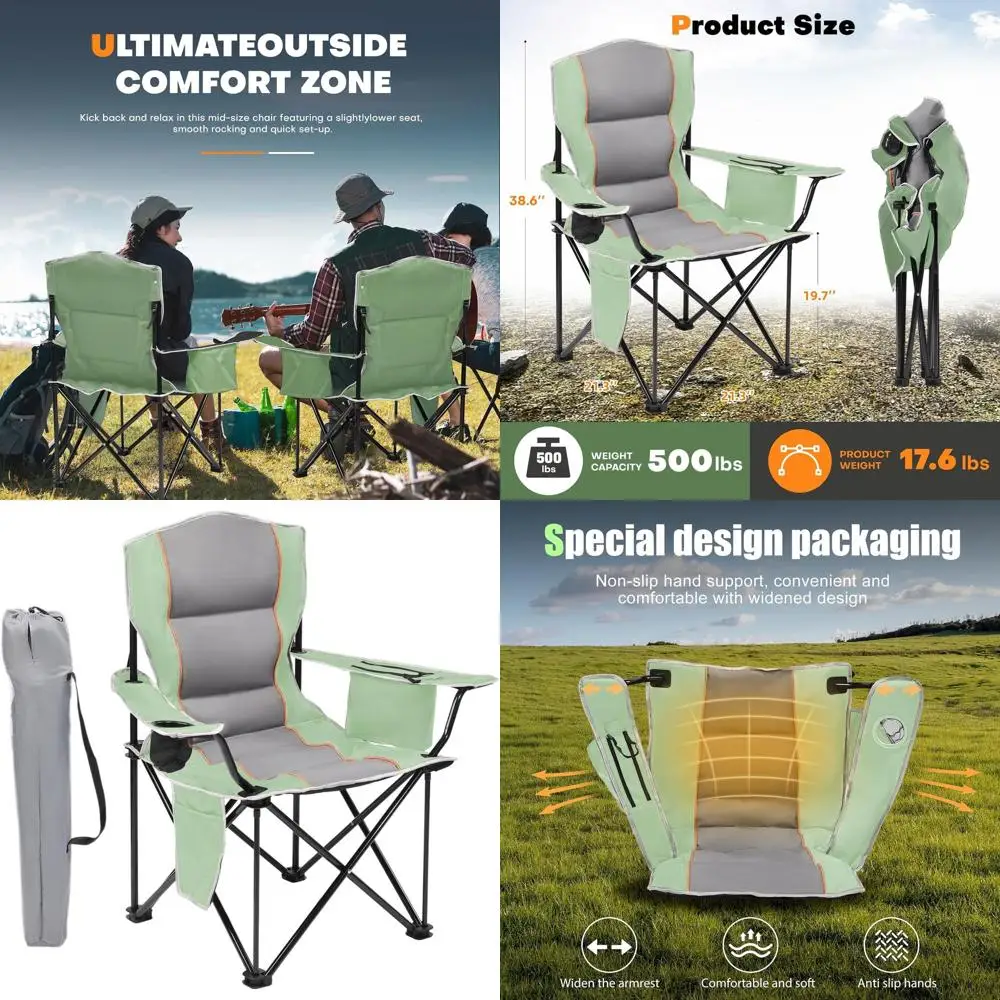 Premium Padded Folding Chair, Extra Wide & Heavy Duty 450lbs Capacity, Portable Camping Chair with Insulated Cooler, Cup Holder
Premium Padded Folding Chair, Extra Wide & Heavy Duty 450lbs Capacity, Portable Camping Chair with Insulated Cooler, Cup Holder