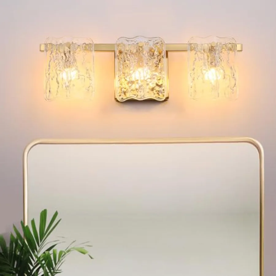 3-Light Bathroom Vanity Light Brushed Gold Bathroom Light Fixture Over Mirror with Clear Glass Modern Bath Wall Sconce Lighting
3-Light Bathroom Vanity Light Brushed Gold Bathroom Light Fixture Over Mirror with Clear Glass Modern Bath Wall Sconce Lighting