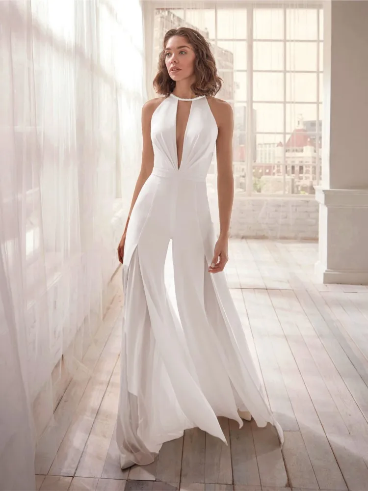 Solid Color Neckband Woman's Jumpsuit Summer Sexy Backless Deep V-neck Fashion Sleeveless Wide Leg Jumpsuits Ladies Streetwear
Solid Color Neckband Woman's Jumpsuit Summer Sexy Backless Deep V-neck Fashion Sleeveless Wide Leg Jumpsuits Ladies Streetwear