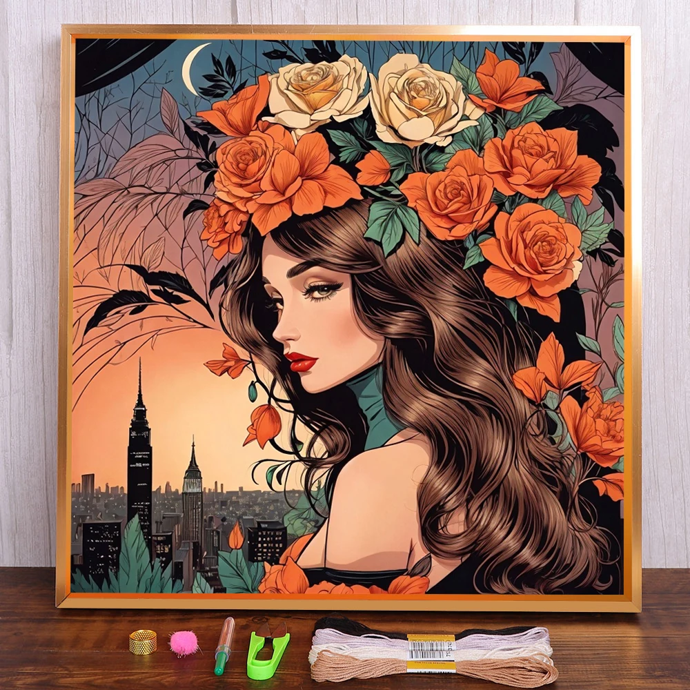 Portrait Girl Flower Printed 11CT Cross-Stitch Patterns DIY Embroidery Handmade Hobby Needlework Painting Magic Wholesale Floss
Portrait Girl Flower Printed 11CT Cross-Stitch Patterns DIY Embroidery Handmade Hobby Needlework Painting Magic Wholesale Floss