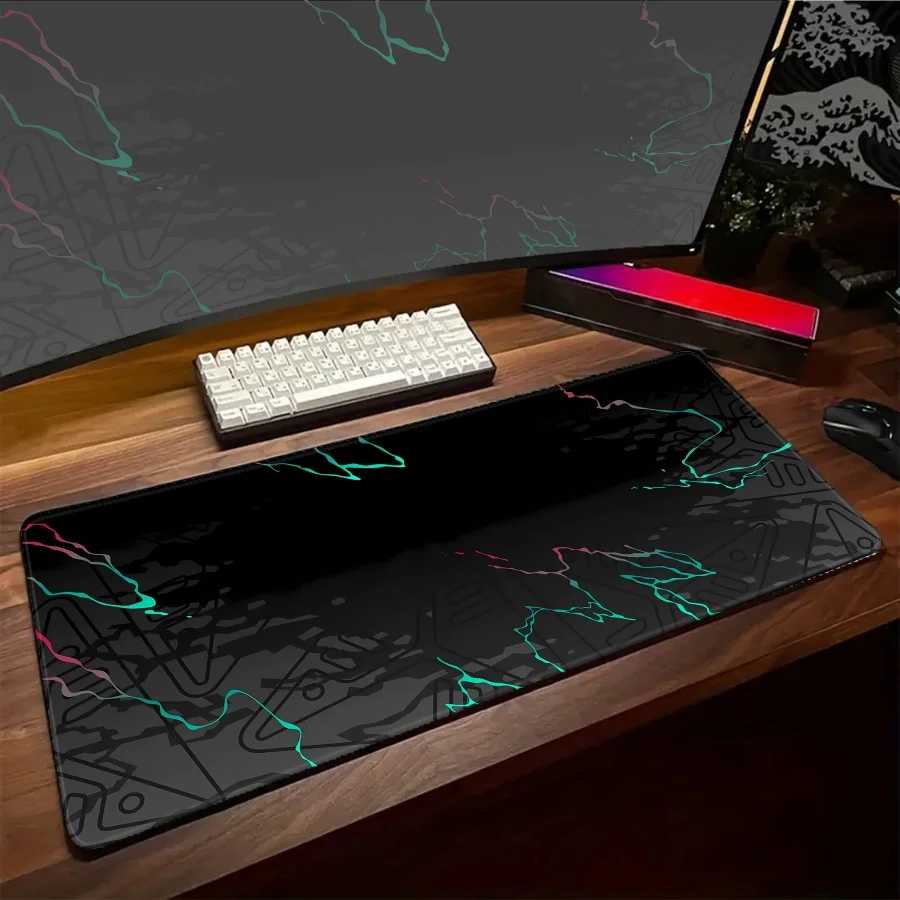 XXL Gaming Mats Black Whtie Line Mousepad Anime Mouse Pad Gamer Keyboard Rugs Desk PC Gaming Computer Table Desk Mat