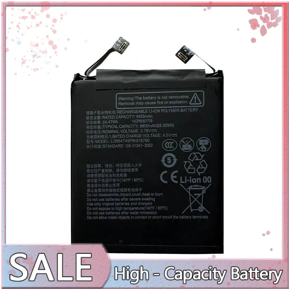 High Compatibility Li3959t45p8h816760 For Zte Nubia Red Devils 6600Mah Mobile Phone Battery
High Compatibility Li3959t45p8h816760 For Zte Nubia Red Devils 6600Mah Mobile Phone Battery