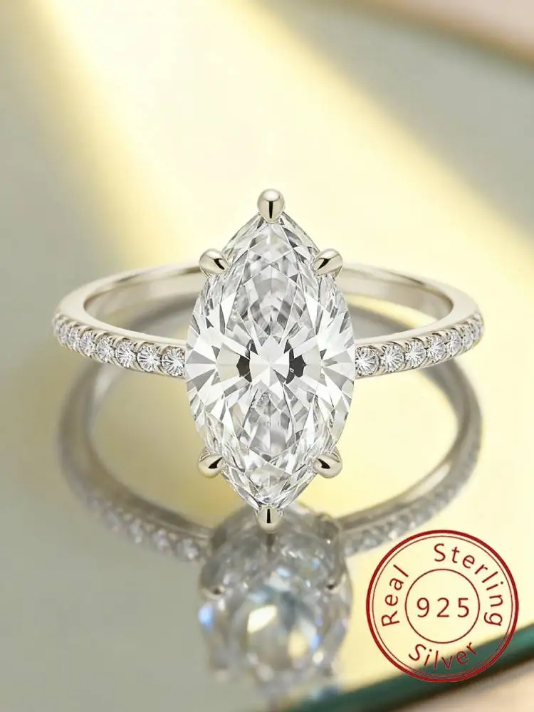 925 Sterling Silver Classic Simple 1-3Ct Marquise Zircon Ring For Women Engagement Wedding Luxury High Quality Fine Jewelry
925 Sterling Silver Classic Simple 1-3Ct Marquise Zircon Ring For Women Engagement Wedding Luxury High Quality Fine Jewelry