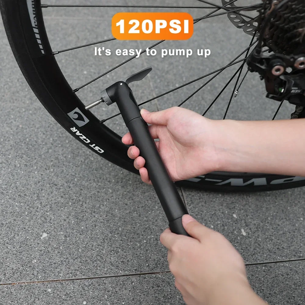 PHMAX Mini Bicycle Pump 120PSI Bicycle Manual Air Pump Portable MTB Road Bike Tire Inflator Schrader Presta Valve
PHMAX Mini Bicycle Pump 120PSI Bicycle Manual Air Pump Portable MTB Road Bike Tire Inflator Schrader Presta Valve