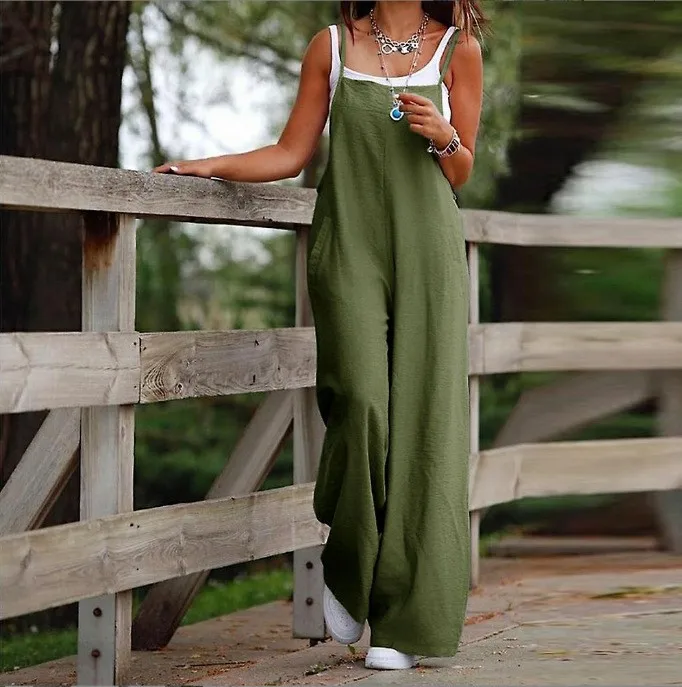 Casual Cotton Linen Jumpsuits Women's Summer Fashion Pockets Strap Dresses Pants Trousers Long Pants Polyester Fabric
Casual Cotton Linen Jumpsuits Women's Summer Fashion Pockets Strap Dresses Pants Trousers Long Pants Polyester Fabric