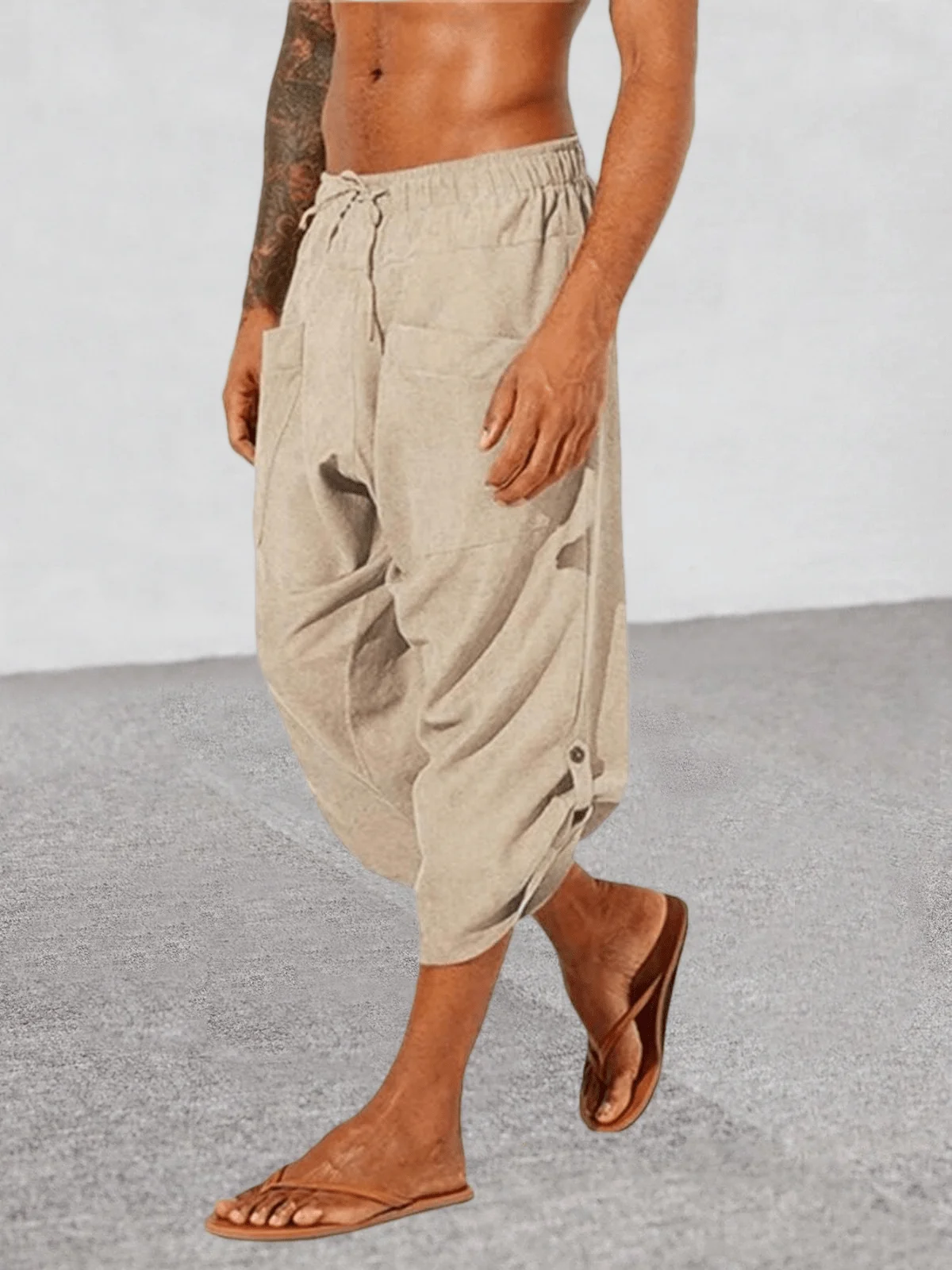 Mens Drawstring Linen Harem Capri Pants Casual Beach Yoga Thai Pants
Mens Drawstring Linen Harem Capri Pants Casual Beach Yoga Thai Pants