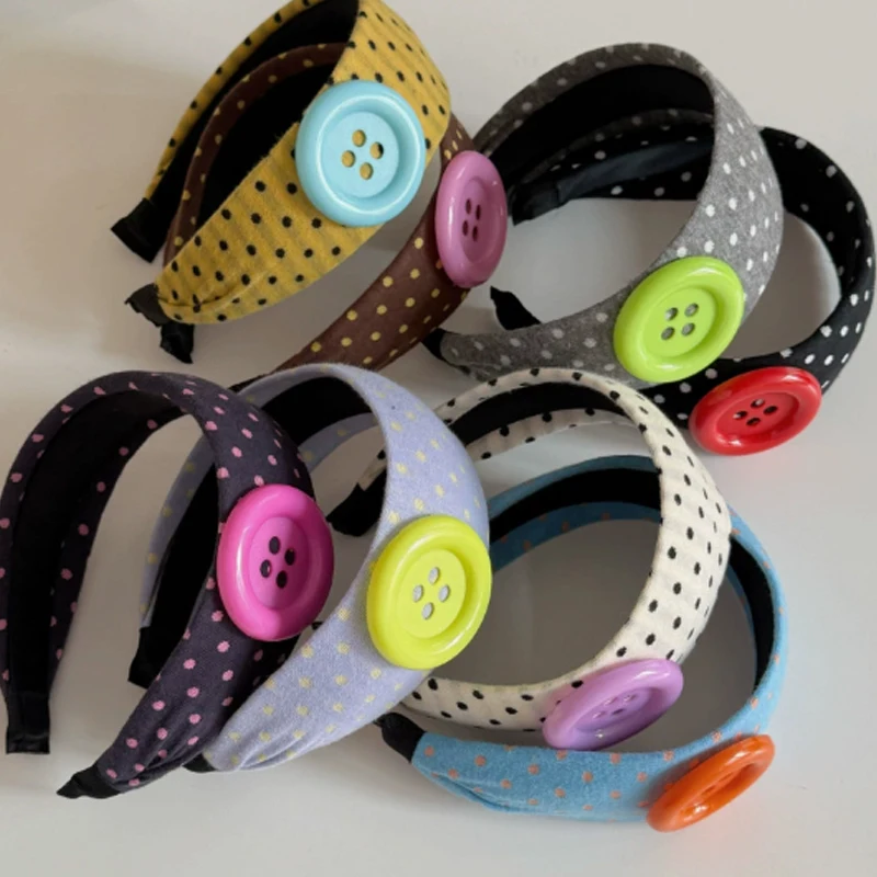Vintage Button Polka Dot Hairband Fashion Y2K Dopamine Colorful Wide Hairband Sweet Girls Streetwear Hair Hoop Hair Accessories
Vintage Button Polka Dot Hairband Fashion Y2K Dopamine Colorful Wide Hairband Sweet Girls Streetwear Hair Hoop Hair Accessories
