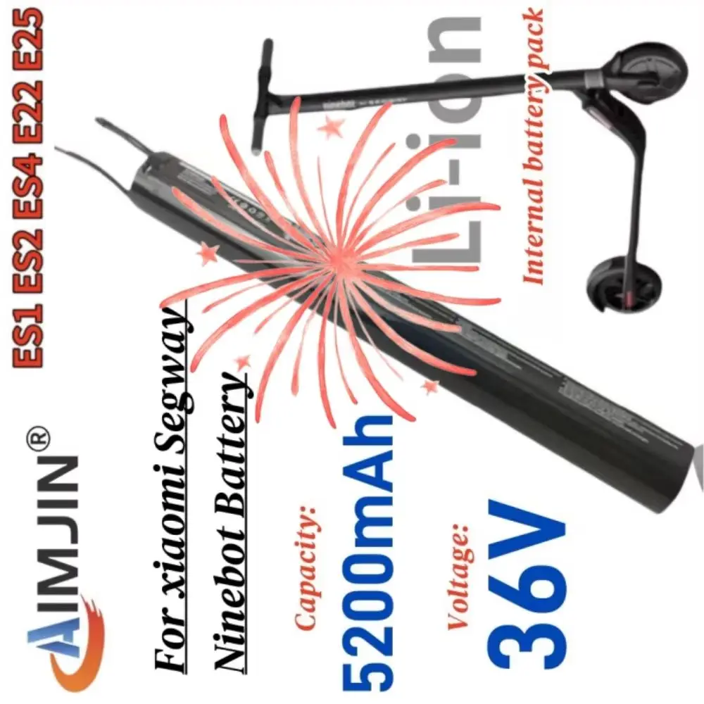 36V 5200mAh Replacement Battery for Ninebot Electric Scooter Compatible with ES1 ES2 ES3 ES4 E22 E25 - Internal Built-in battery
36V 5200mAh Replacement Battery for Ninebot Electric Scooter Compatible with ES1 ES2 ES3 ES4 E22 E25 - Internal Built-in battery