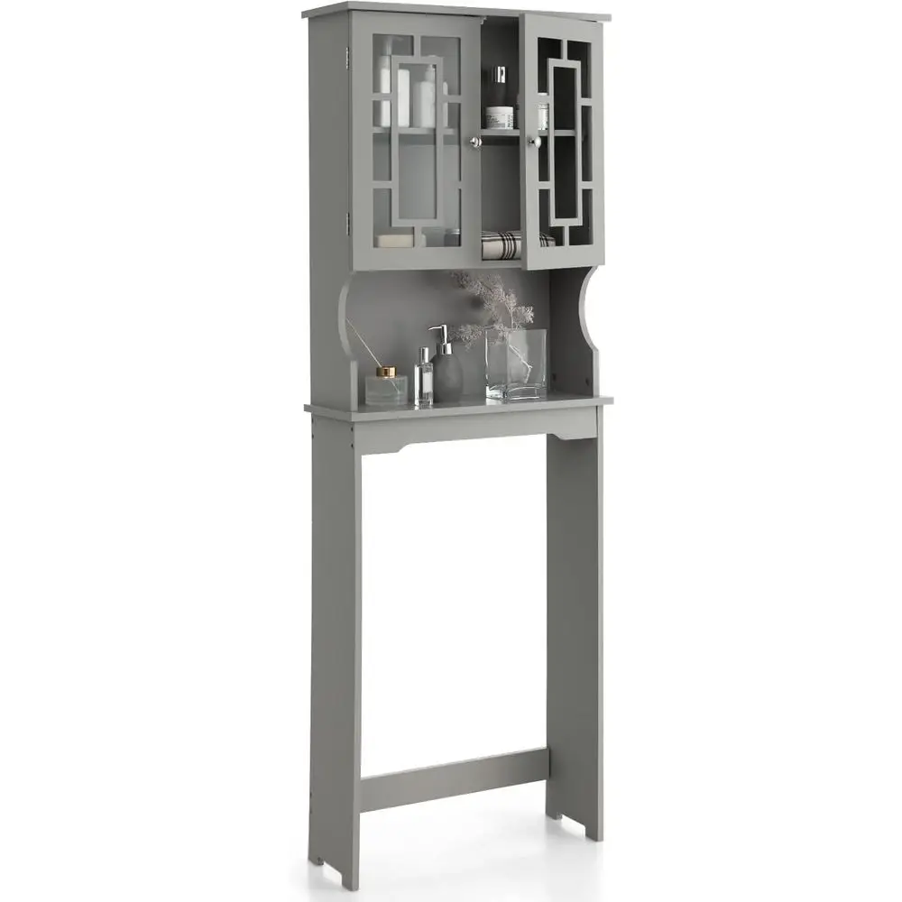 Grey Tempered Glass Over Toilet Storage Cabinet with Adjustable Shelves and Open Shelving for Space-Saving Bathroom Organization
Grey Tempered Glass Over Toilet Storage Cabinet with Adjustable Shelves and Open Shelving for Space-Saving Bathroom Organization
