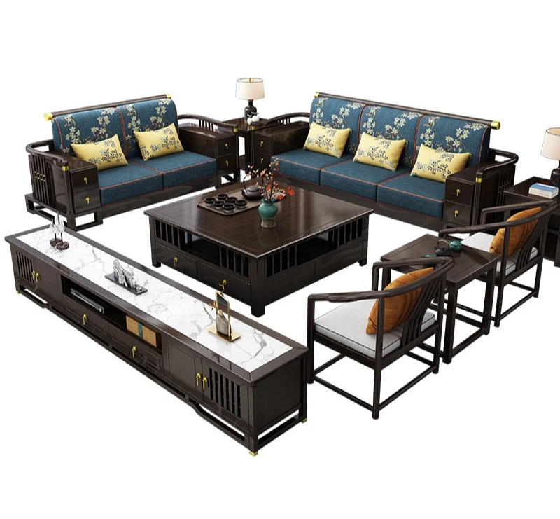 New Chinese light luxury, all solid wood sofa combination, modern Chinese living room furniture set
New Chinese light luxury, all solid wood sofa combination, modern Chinese living room furniture set