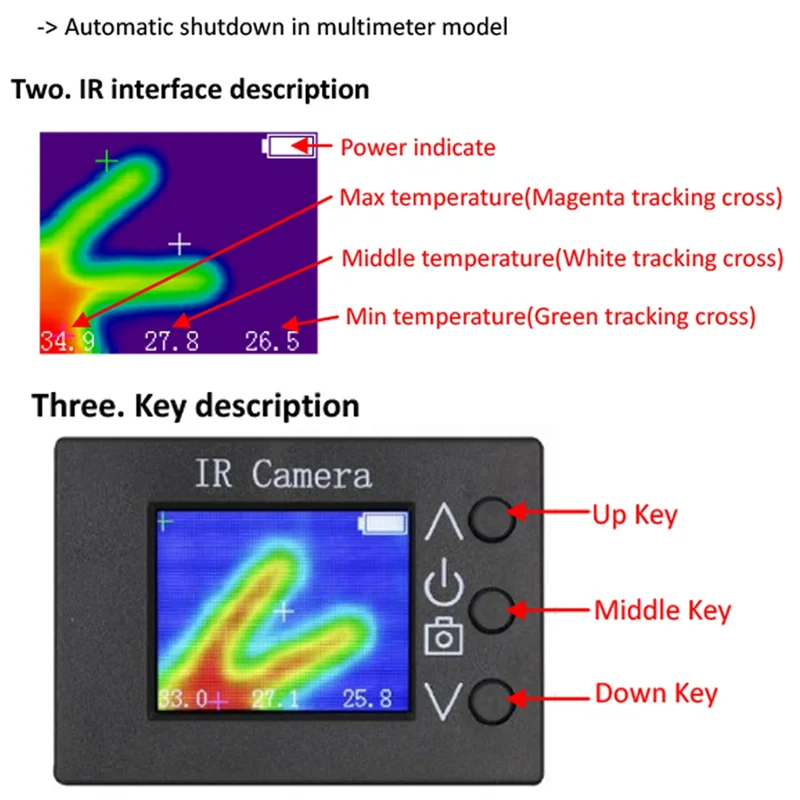 IR Infrared Thermal Imager Multimeter With 1.8 Inch TFT Screen 32X24 Pixels Temperature Points High/Low Camera
IR Infrared Thermal Imager Multimeter With 1.8 Inch TFT Screen 32X24 Pixels Temperature Points High/Low Camera