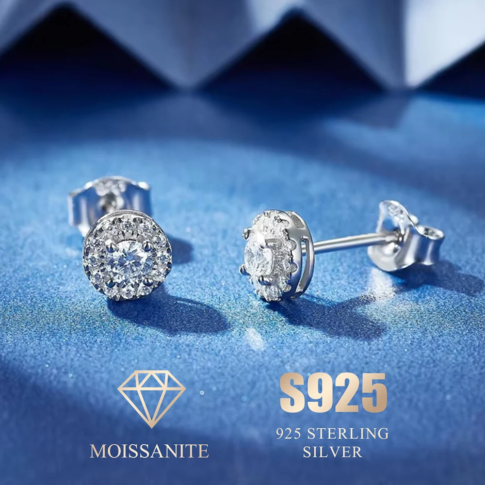 925 Sterling Silver Earrings Moissiante Stud Earring White Round Stud Earrings 0.32ct Earring
925 Sterling Silver Earrings Moissiante Stud Earring White Round Stud Earrings 0.32ct Earring