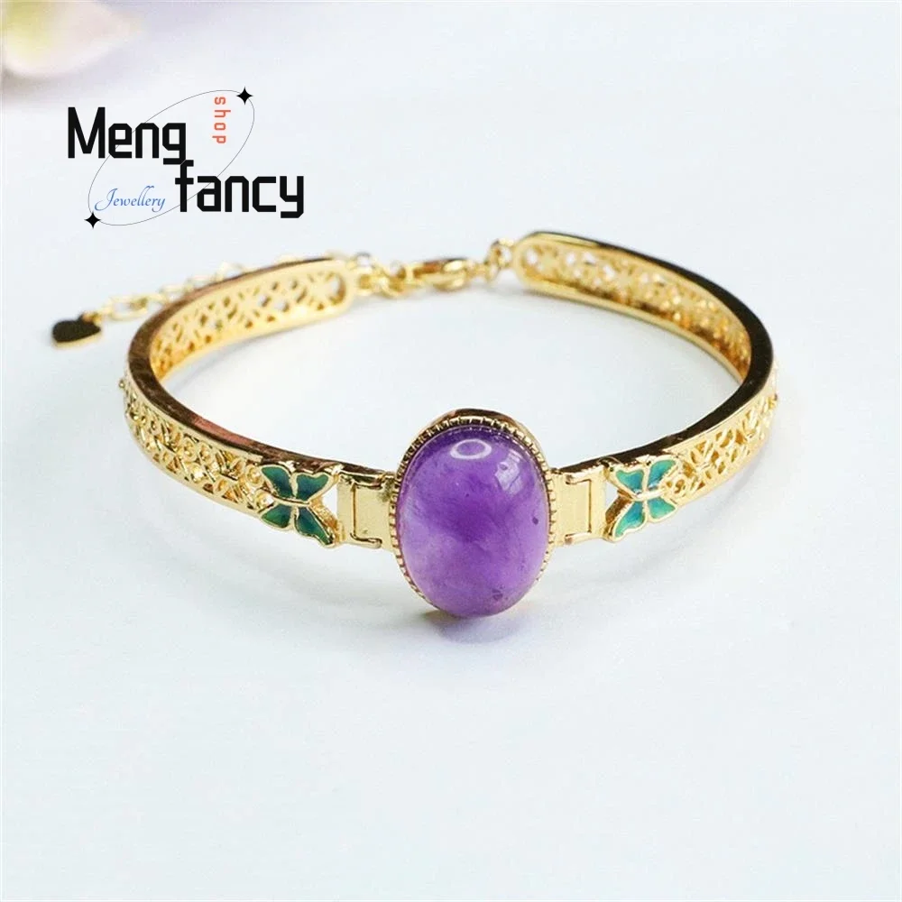 Natural Amethyst Enamelled Butterfly Bangle High-grade Handicraft Exquisite Luxury Fashion Jewelry Best Selling Holiday Gifts
Natural Amethyst Enamelled Butterfly Bangle High-grade Handicraft Exquisite Luxury Fashion Jewelry Best Selling Holiday Gifts