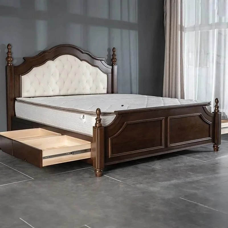 American Retro Solid Wood Bed 1.8 M Box Bed Drawer Storage Backrest Leather Soft Pack Double Bed Furniture
American Retro Solid Wood Bed 1.8 M Box Bed Drawer Storage Backrest Leather Soft Pack Double Bed Furniture