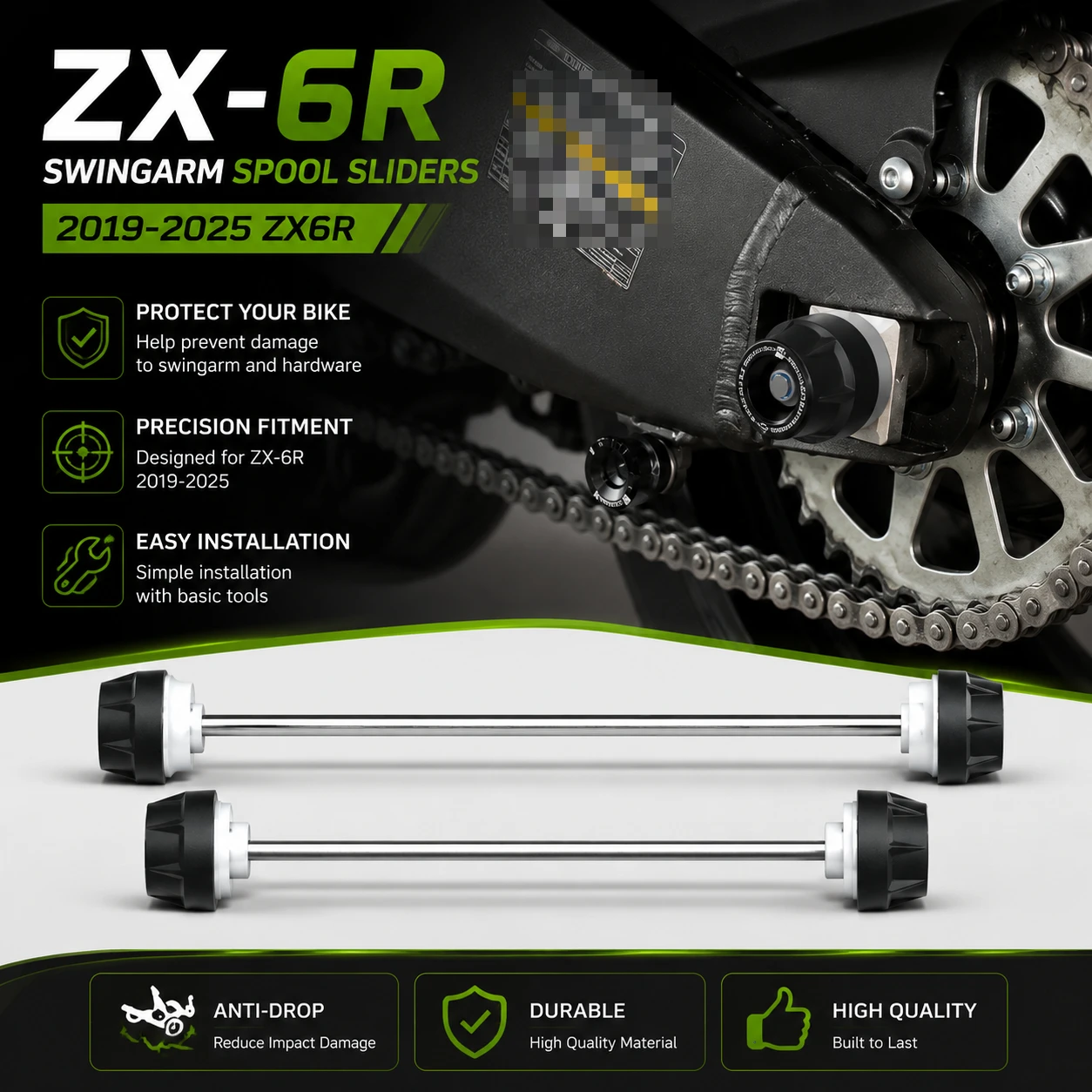 Motorcycle Wheel Spindle Protection Axle Cover Set for KAWASAKI ZX-6R Performance 2019-2025 ZX6R
Motorcycle Wheel Spindle Protection Axle Cover Set for KAWASAKI ZX-6R Performance 2019-2025 ZX6R