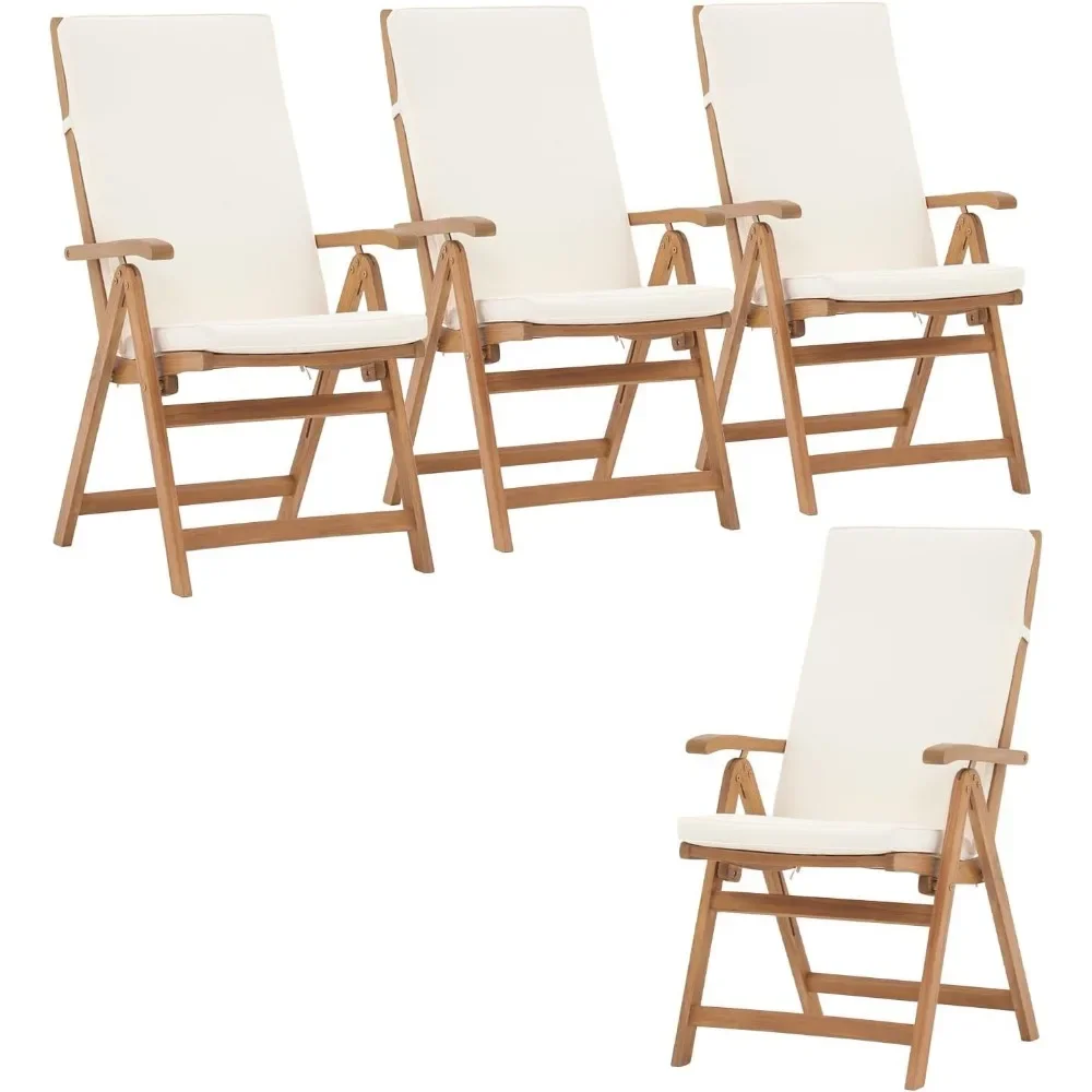 Folding Patio Dining Chair Set of 4, Outdoor Acacia Wooden Reclining Chair w/Armrest & Removeable Cushion, Solid Wood for Porch
Folding Patio Dining Chair Set of 4, Outdoor Acacia Wooden Reclining Chair w/Armrest & Removeable Cushion, Solid Wood for Porch